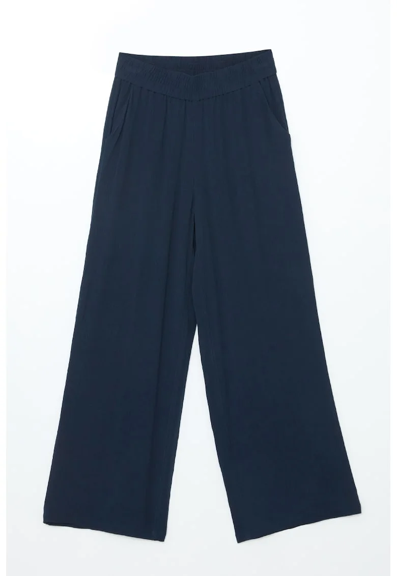 Pantaloni ampli cu talie elastica, Bleumarin