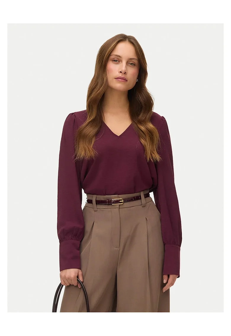 Bluza dama,  bordeaux, poliester reciclat, Visiniu