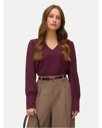 Bluza dama,  bordeaux, poliester reciclat, Visiniu