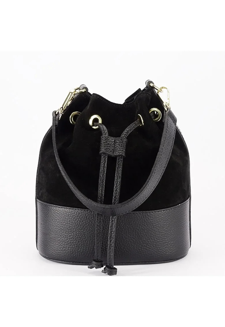 Geanta neagra tip sac din piele naturala 1313 M9 18089, Negru