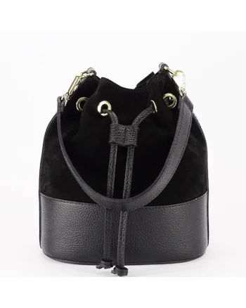 Geanta neagra tip sac din piele naturala 1313 M9 18089, Negru