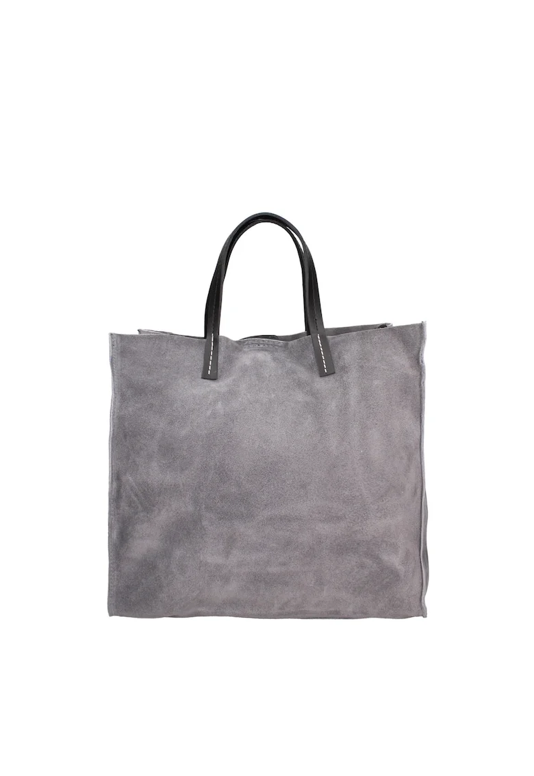 Geanta tote din piele intoarsa cu etui detasabil Novara Lux, Gri