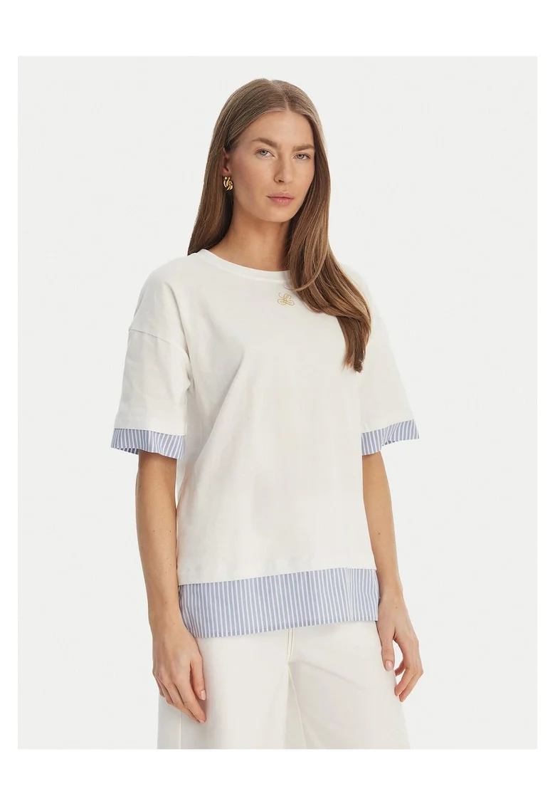 Tricou dama  cu dungi, Alb
