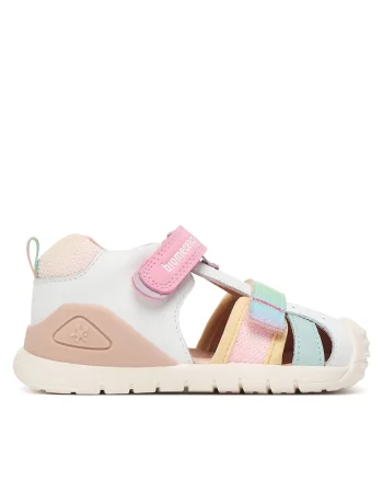 Sandale copii,  piele naturala, alb, inchidere Velcro