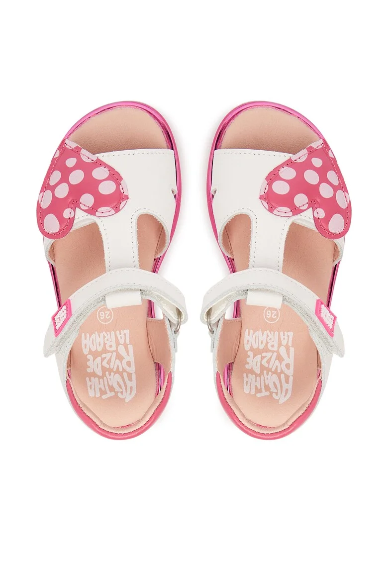 Sandale Fete,  piele naturala, alb/roz,