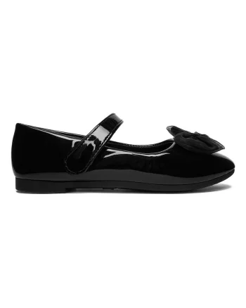 Pantofi copii,  balerini, velcro, negru, sintetic