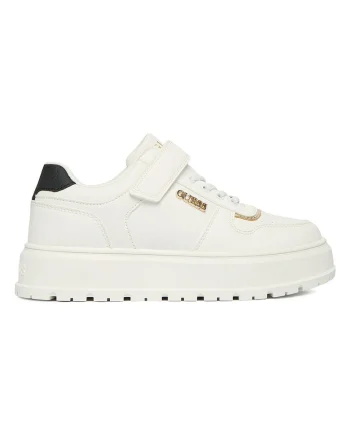 Pantofi sport fete,  alb, sintetic, cu velcro, platforma