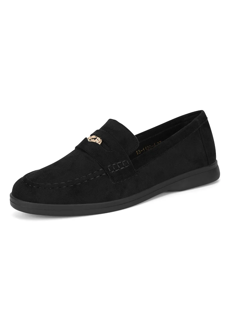 Mocasini femeie,  din material textil, negru,