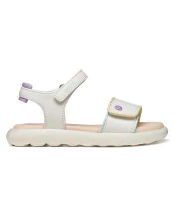 Sandale copii,  material piele ecologica, culoare alb, inchidere Velcro