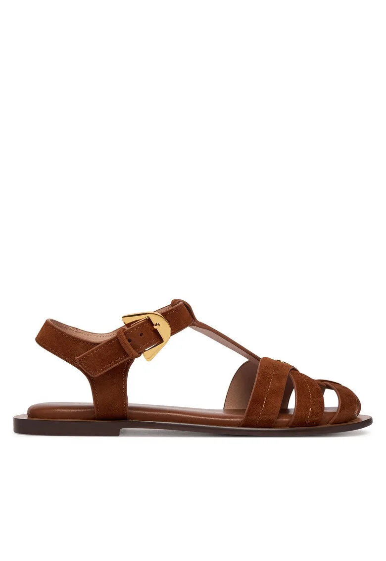 Sandale dama,  piele naturala, maro,