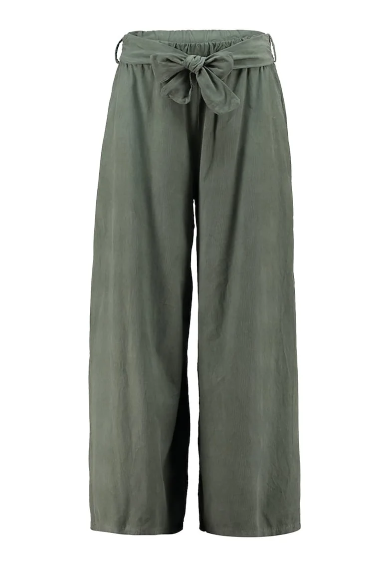 Pantaloni din bumbac cu croiala ampla, Verde pal