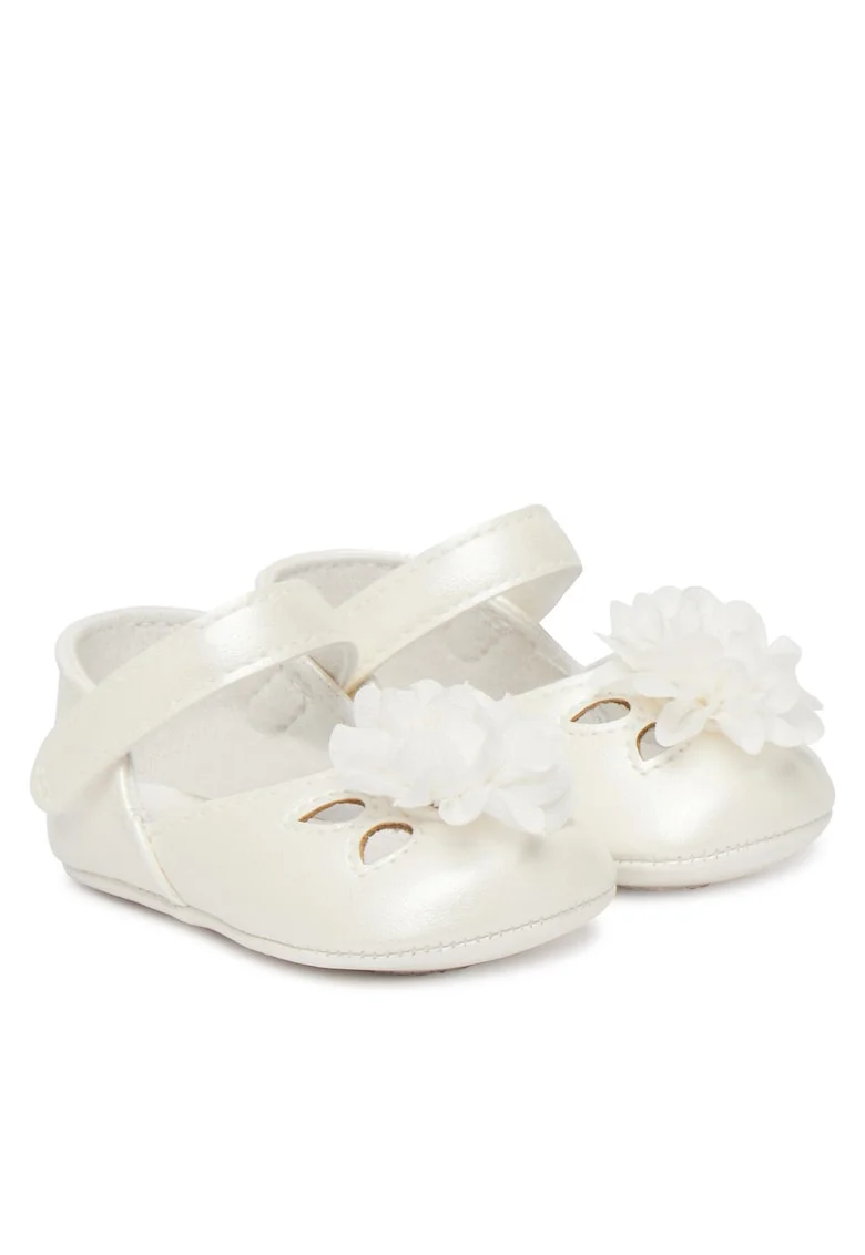 Pantofi fete,  piele ecologica, alb, sistem inchidere Velcro