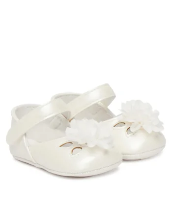Pantofi fete,  piele ecologica, alb, sistem inchidere Velcro