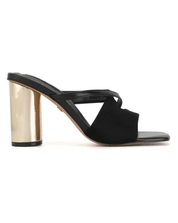 Papuci dama,  clasic, negru, textil,