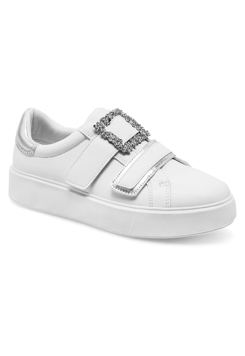 Tenisi dama,  sintetic, alb, velcro, toc plat