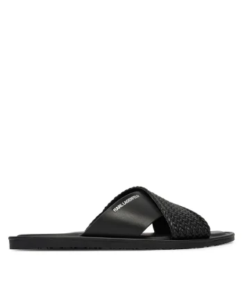 Slapi barbati,  piele naturala, negru,