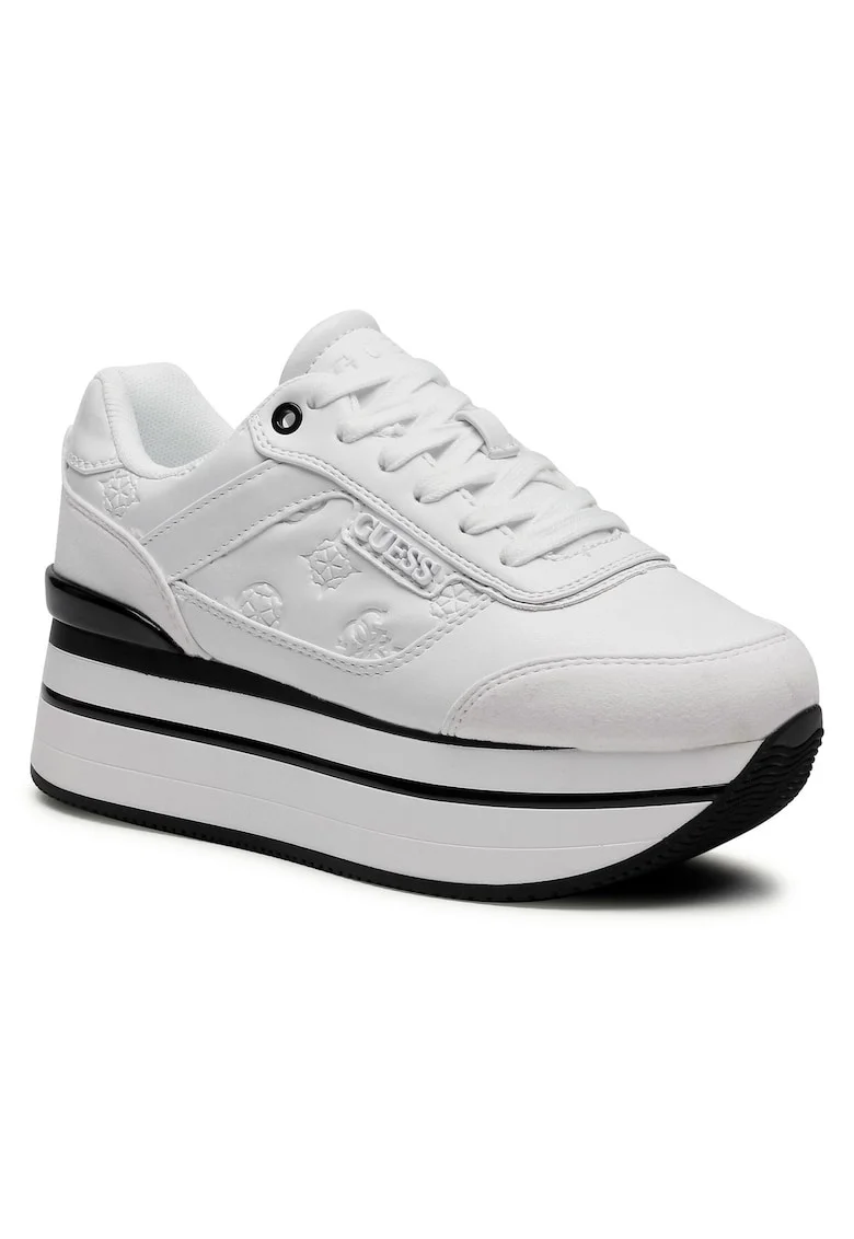 Tenisi dama,  piele ecologica, alb, platforma,