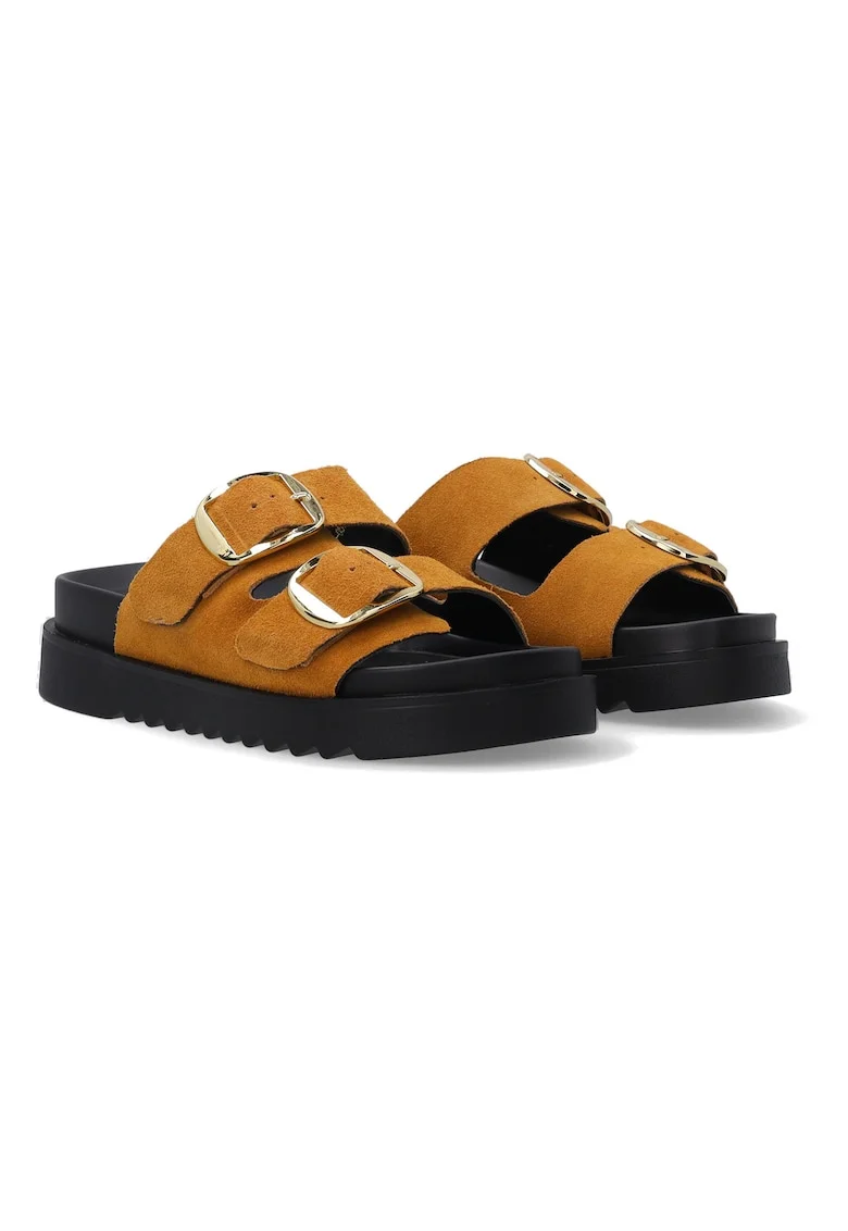 Sandale din piele intoarsa cu catarame