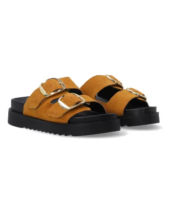 Sandale din piele intoarsa cu catarame