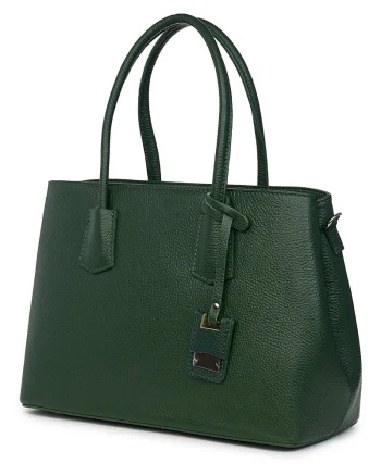 Geanta dama din piele naturala Valentina verde inchis