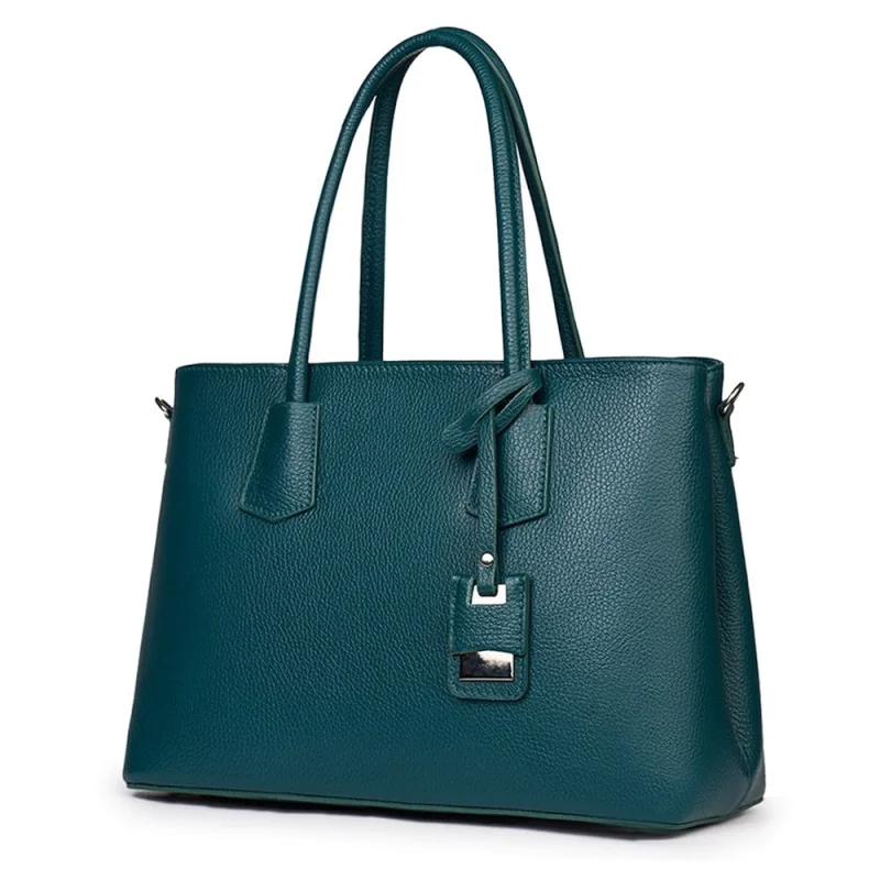 Geanta dama din piele naturala Valentina verde marin