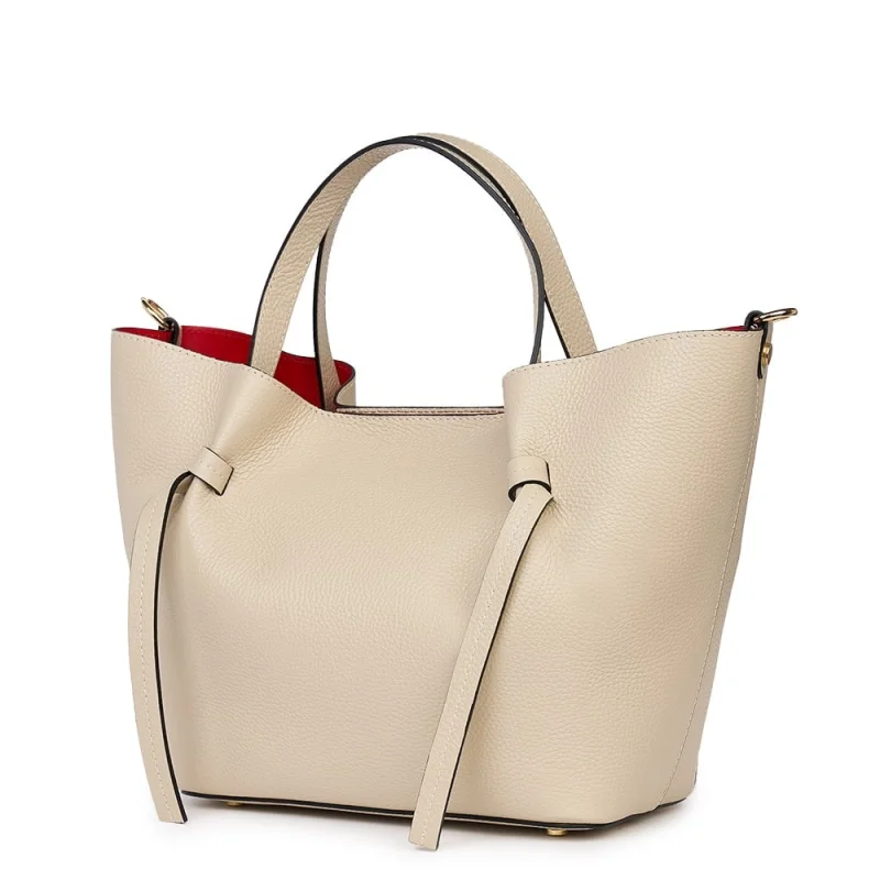 Geanta shopper din piele naturala Veronica crem
