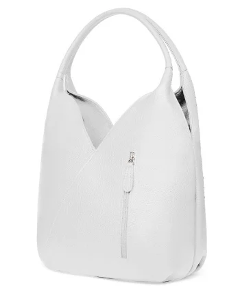 Geanta piele naturala Lorena alba
