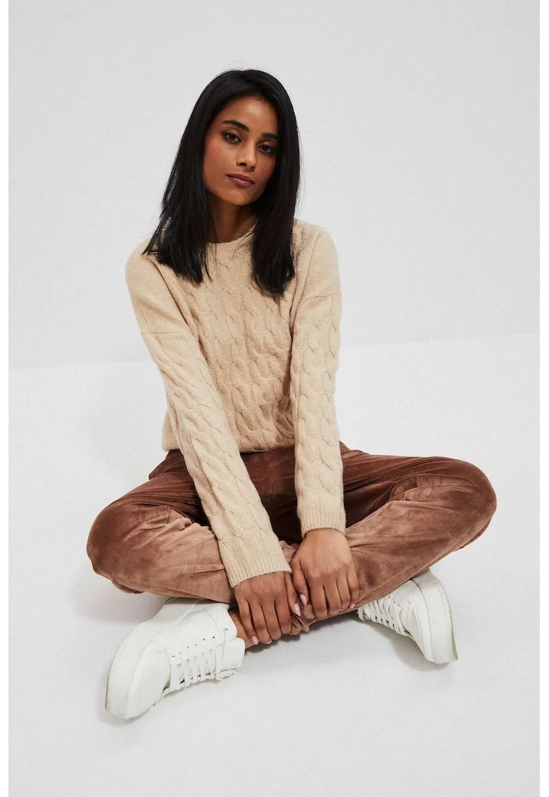 Pulover bej cu model decorativ, Bej