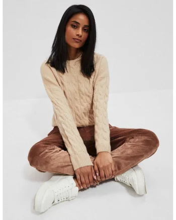 Pulover bej cu model decorativ, Bej