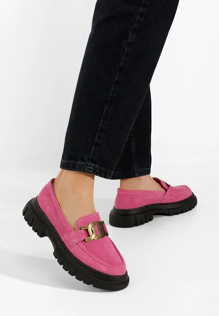 Mocasini piele naturala Haza V4 fucsia
