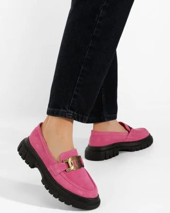 Mocasini piele naturala Haza V4 fucsia
