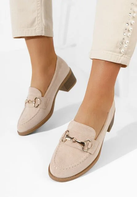 Mocasini cu toc Empress bej