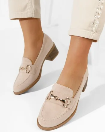 Mocasini cu toc Empress bej