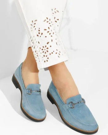 Mocasini dama piele Evadne bleu