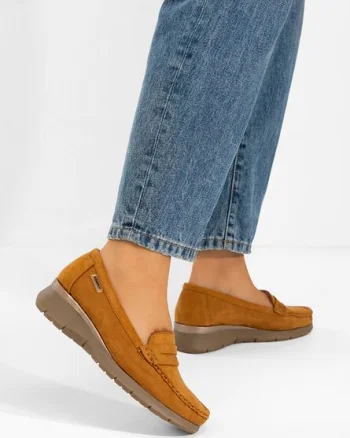 Mocasini dama cu platforma Hazelia camel