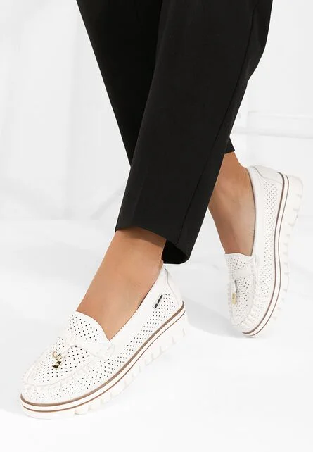 Mocasini de vara dama Manise V4 albi
