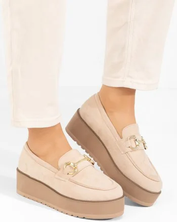 Mocasini cu platforma Leondra V3 bej