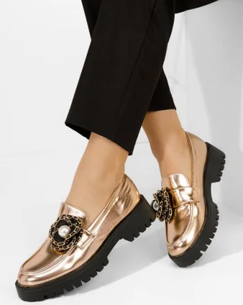 Mocasini cu talpa groasa Sherron champagne