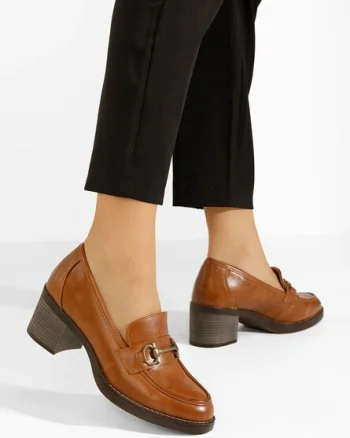 Mocasini cu toc Darna camel