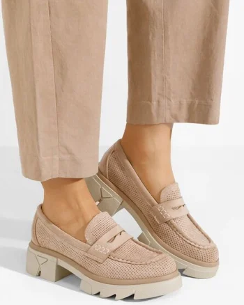 Mocasini cu talpa groasa Lerina V2 kaki