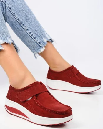 Mocasini piele naturala Justina 2A rosii