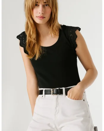 Top din amestec de bumbac Mireya, Negru