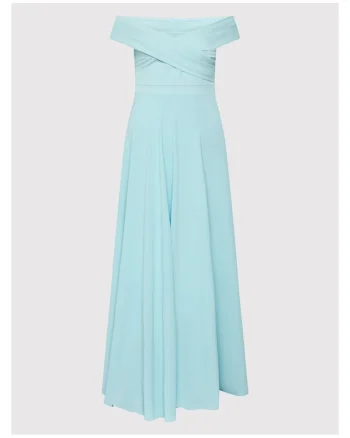 Rochie de seara,  maneca scurta, fermoar, albastru, poliester,