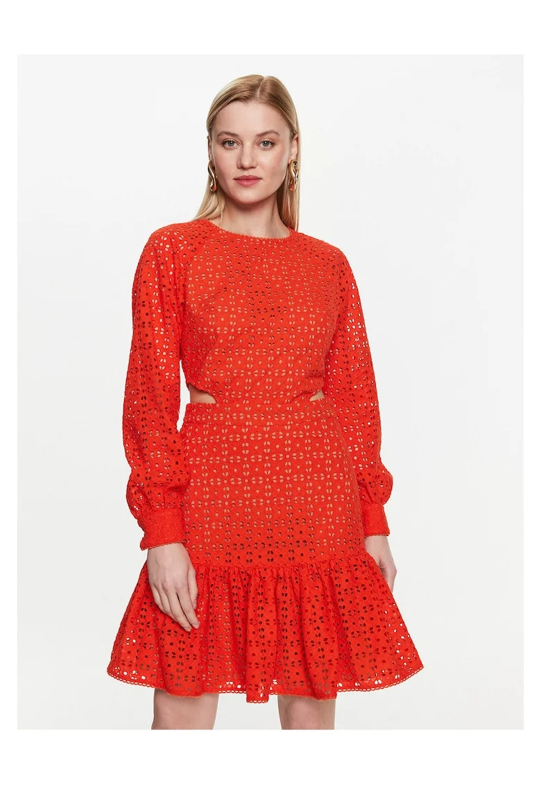Rochie de zi,  portocalie, bumbac, fermoar,