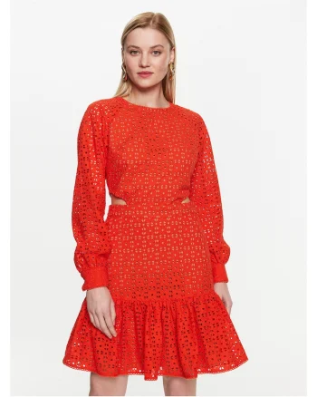 Rochie de zi,  portocalie, bumbac, fermoar,