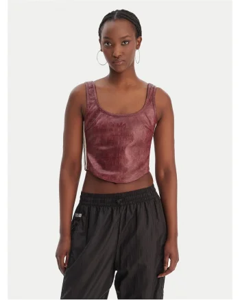 Tricou dama,  slim fit, bordeaux, piele ecologica,