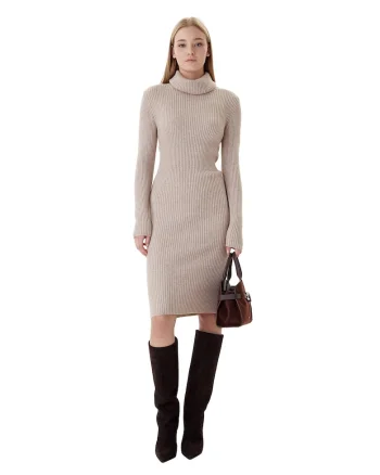 Rochie tricotata Femei,  50% viscoza, 27% 23% poliester, Bej