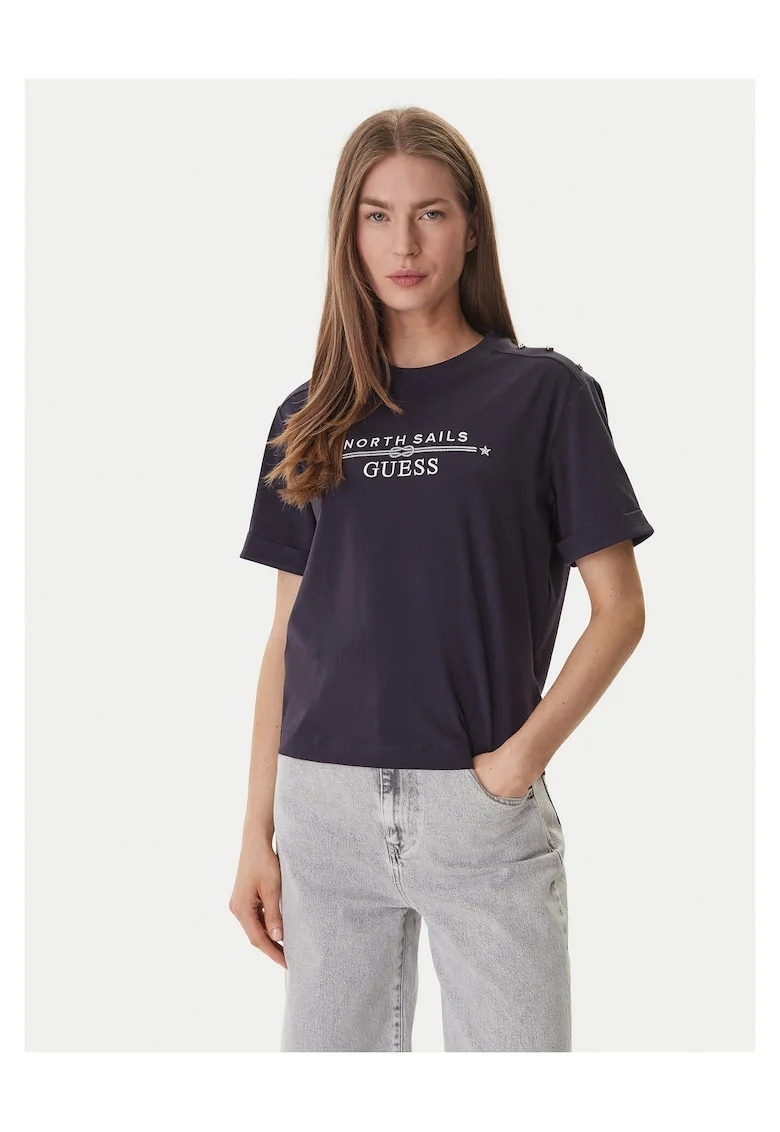 Tricou dama,  bumbac, bleumarin, 95% bumbac, 5% elastan