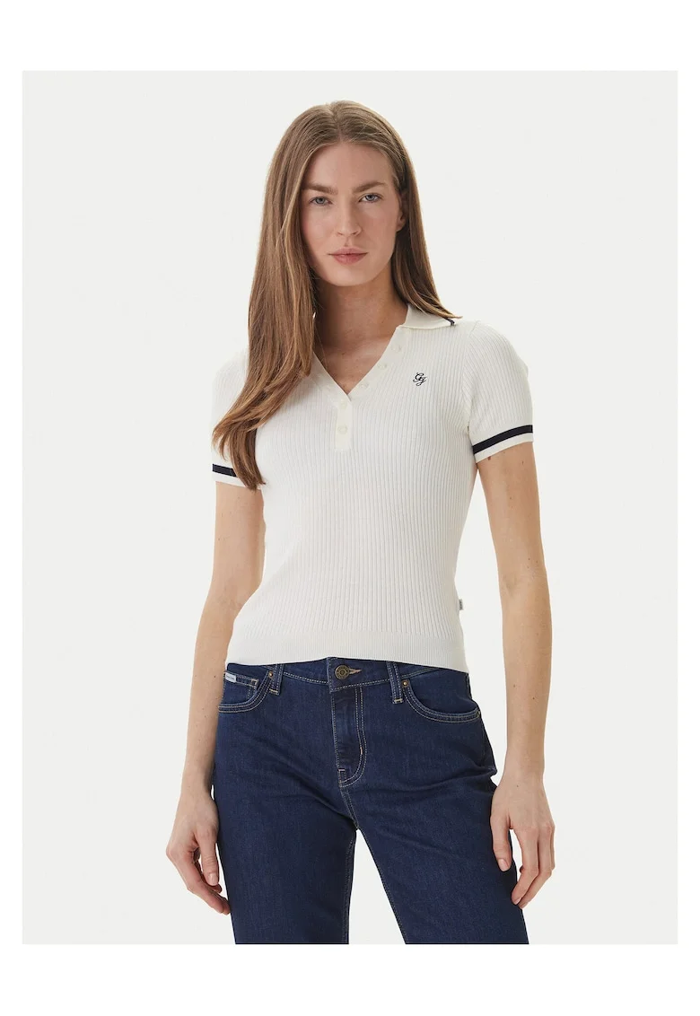 Pulover dama,  slim fit, ecru, viscoza/poliester