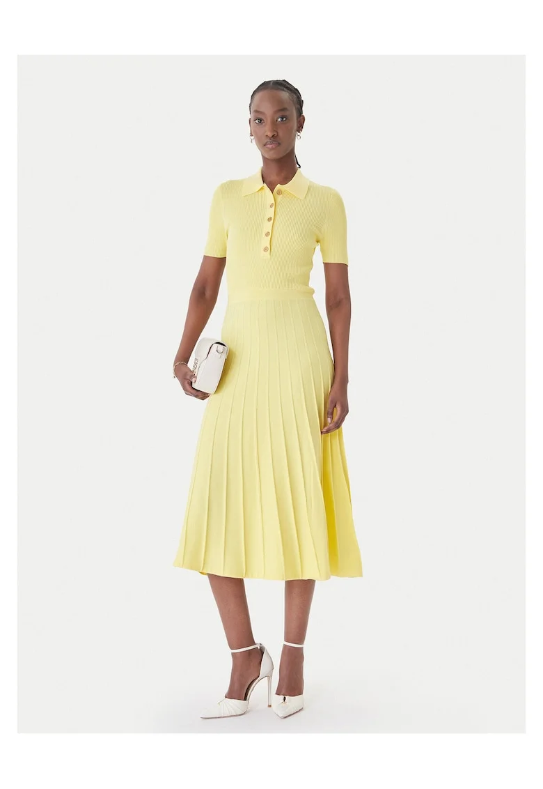 Rochie,  galben, 65% viscoza, 18% nailon